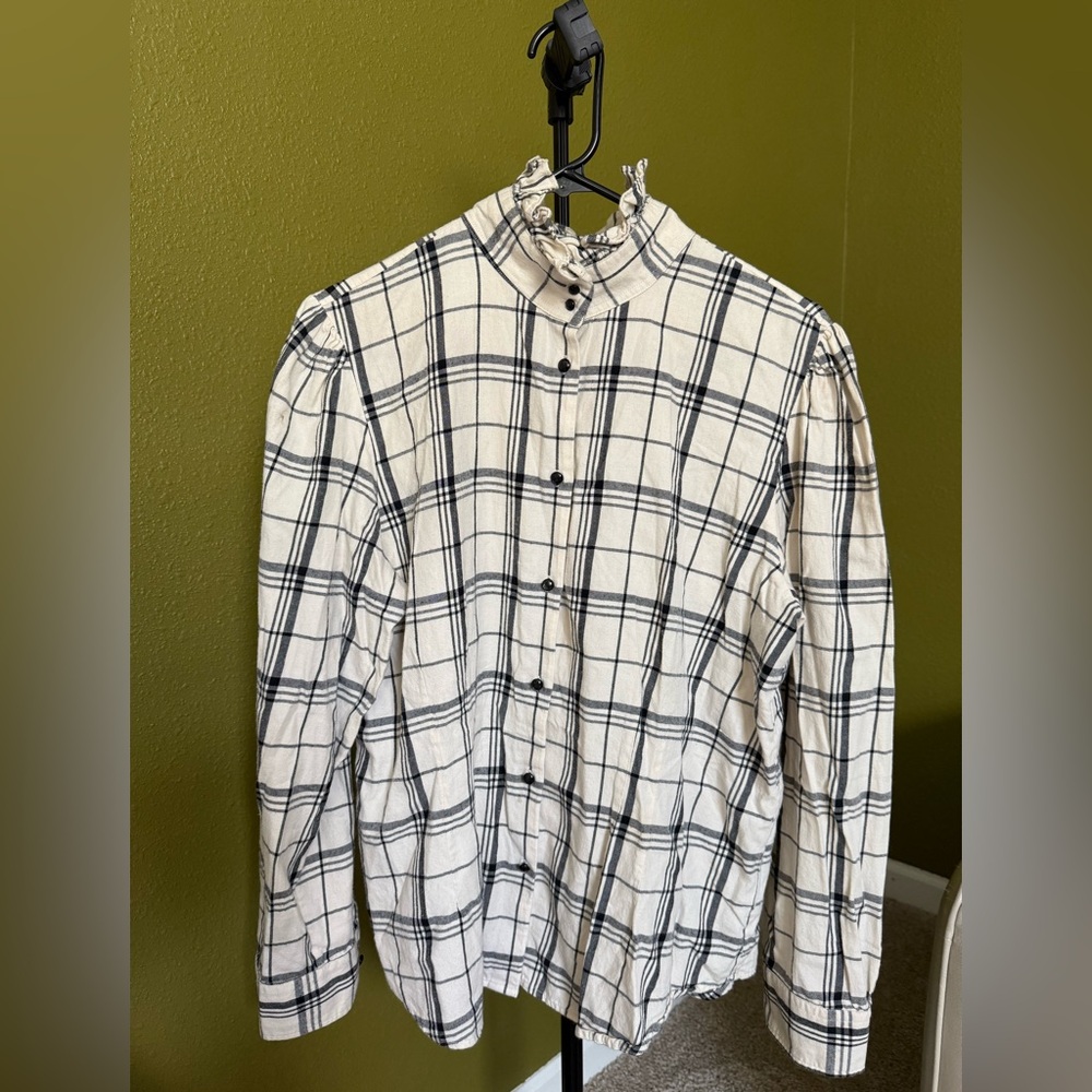 Lauren Ralph Lauren Black and White Plaid Shirt Size XL